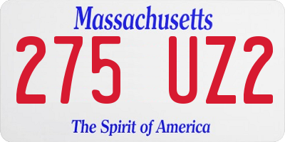 MA license plate 275UZ2