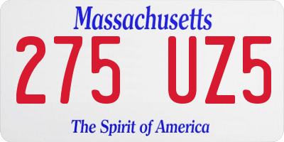 MA license plate 275UZ5