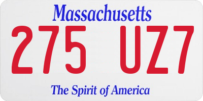 MA license plate 275UZ7