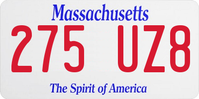 MA license plate 275UZ8