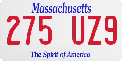 MA license plate 275UZ9