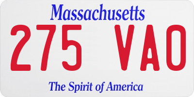 MA license plate 275VA0