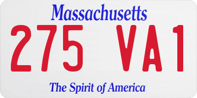 MA license plate 275VA1