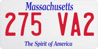 MA license plate 275VA2
