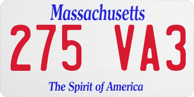 MA license plate 275VA3