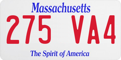 MA license plate 275VA4