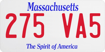 MA license plate 275VA5