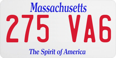 MA license plate 275VA6