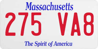 MA license plate 275VA8