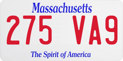 MA license plate 275VA9