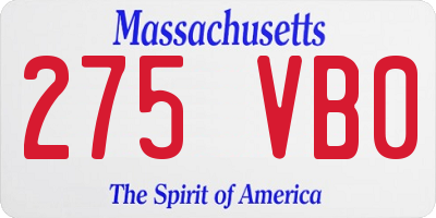 MA license plate 275VB0