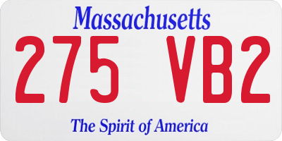 MA license plate 275VB2