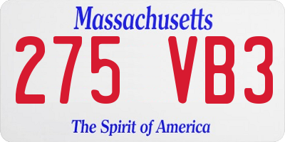 MA license plate 275VB3