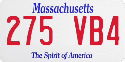 MA license plate 275VB4