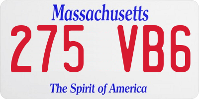 MA license plate 275VB6
