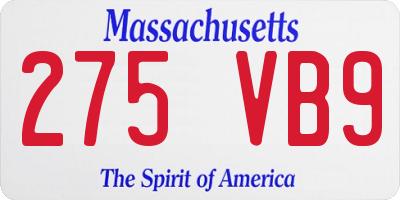 MA license plate 275VB9