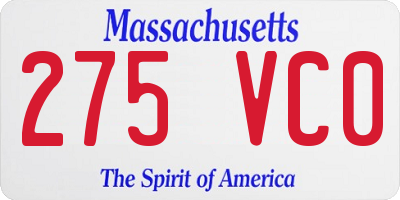MA license plate 275VC0