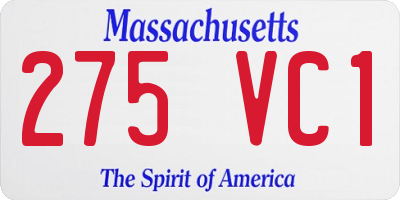 MA license plate 275VC1