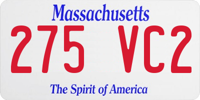MA license plate 275VC2