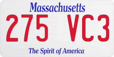 MA license plate 275VC3