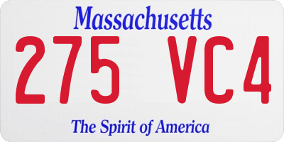 MA license plate 275VC4