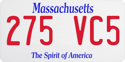 MA license plate 275VC5