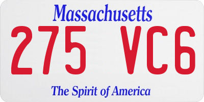 MA license plate 275VC6
