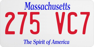 MA license plate 275VC7