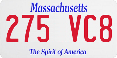 MA license plate 275VC8