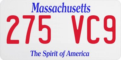 MA license plate 275VC9