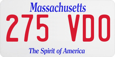 MA license plate 275VD0