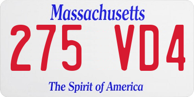 MA license plate 275VD4