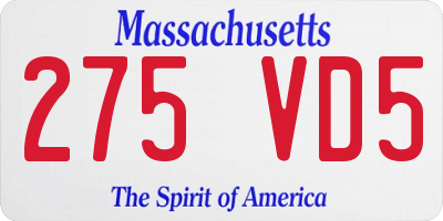 MA license plate 275VD5
