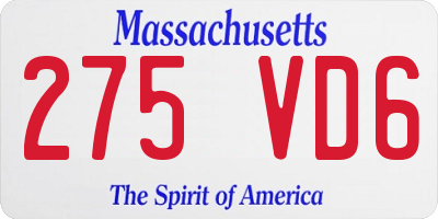 MA license plate 275VD6