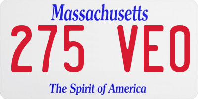 MA license plate 275VE0
