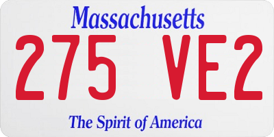 MA license plate 275VE2