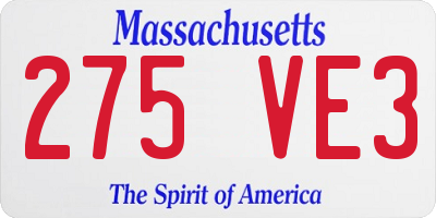 MA license plate 275VE3