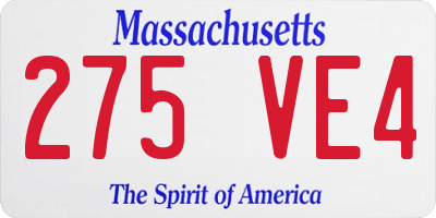 MA license plate 275VE4