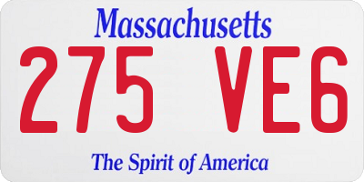 MA license plate 275VE6