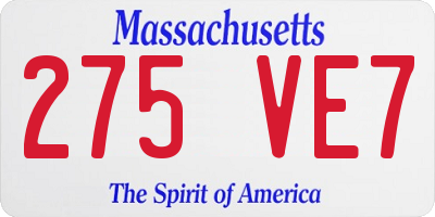 MA license plate 275VE7