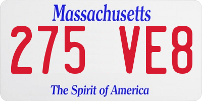 MA license plate 275VE8