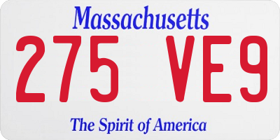 MA license plate 275VE9