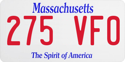 MA license plate 275VF0