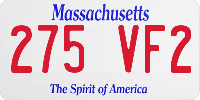 MA license plate 275VF2