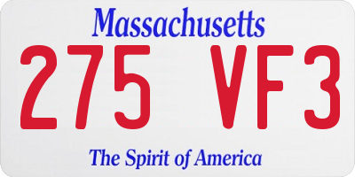 MA license plate 275VF3