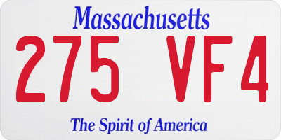 MA license plate 275VF4