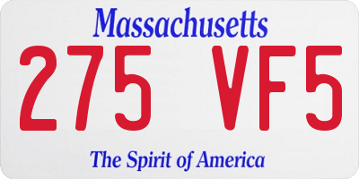 MA license plate 275VF5