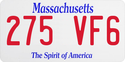 MA license plate 275VF6
