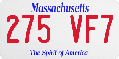 MA license plate 275VF7