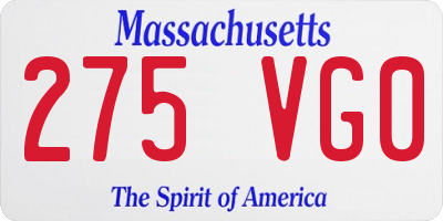 MA license plate 275VG0
